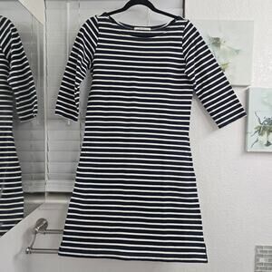 Macphee Japanese Nautical Striped Dress Navy White S Coastal Resort Minimalist